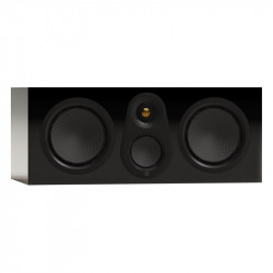 Monitor Audio Silver Centre 8G, vista 3/4 sin rejilla, negro brillante