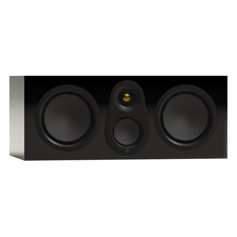 Monitor Audio Silver Centre 8G, vista 3/4 sin rejilla, negro brillante