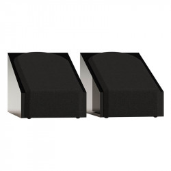 Monitor Audio Silver AMS 8G, vista 3/4 con rejilla, negro brillante