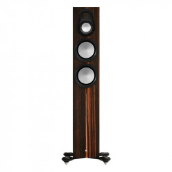 Monitor Audio Gold 300 6G, frontal con patas de aluminio, macassar