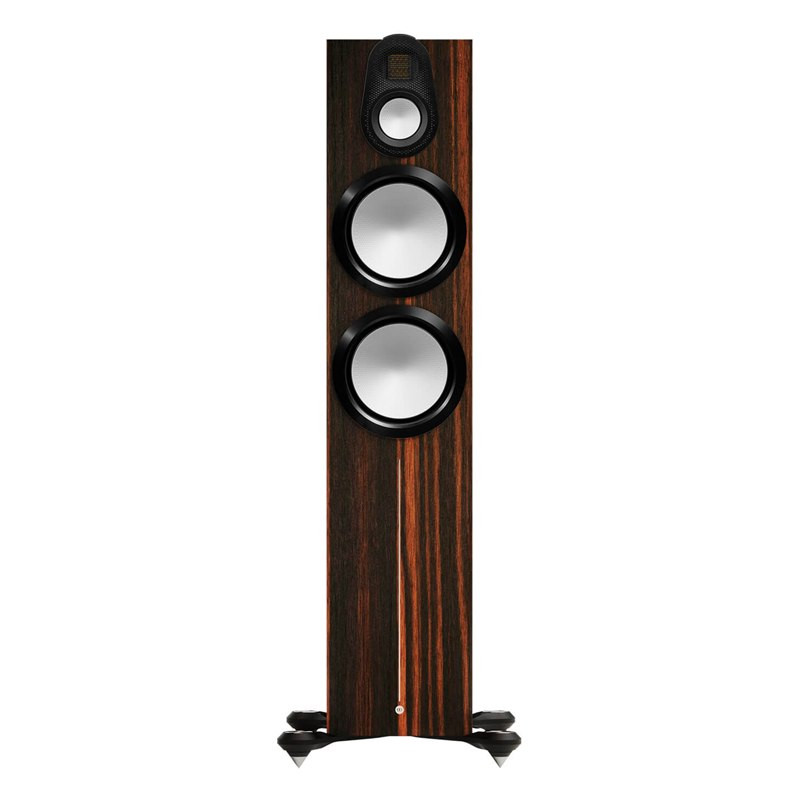 Monitor Audio Gold 500 6G, frontal con patas de aluminio, macassar