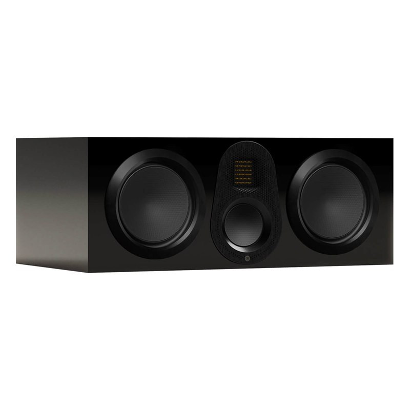 Monitor Audio Gold C250 6G, vista 3/4 sin rejilla, negro brillante