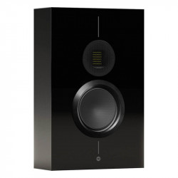 Monitor Audio Gold On-Wall 6G, vista 3/4 sin rejilla, negro brillante