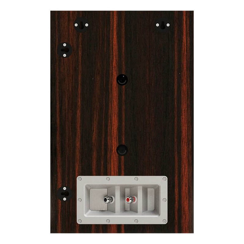 Monitor Audio Gold On-Wall 6G, trasera con fijaciones de pared y bornes, macassar