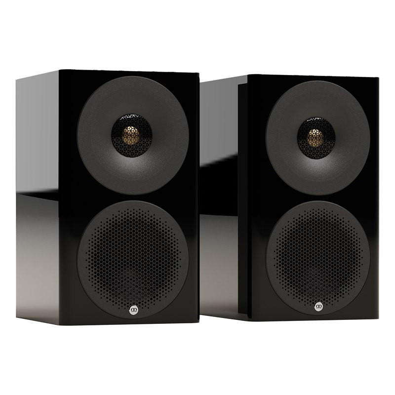 Monitor Audio Radius 3 4G, vista en ángulo, negro brillante