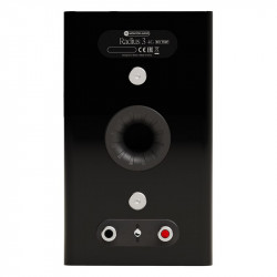 Monitor Audio Radius 3 4G, vista trasera con puerto réflex y bornes, negro brillante