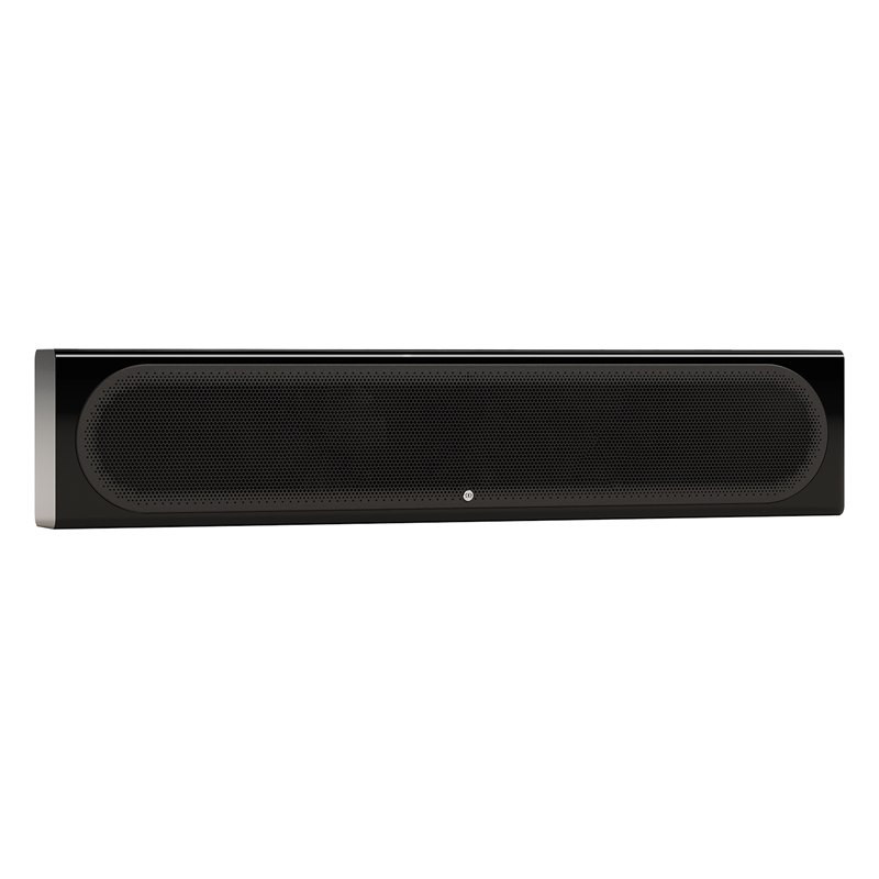 Monitor Audio Radius On-Wall 4G en horizontal, vista en ángulo, negro brillante