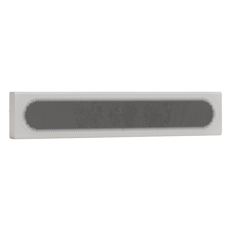 Monitor Audio Radius On-Wall 4G en horizontal, vista en ángulo, blanco satinado