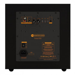 Monitor Audio Vestra W10, panel trasero de conexiones, negro mate