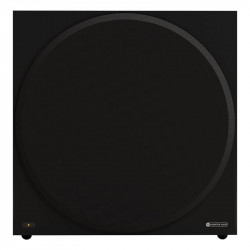 Monitor Audio Vestra W15 con rejilla, vista frontal, negro mate