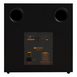 Monitor Audio Vestra W15, panel trasero de conexiones, negro mate