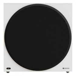Monitor Audio Vestra W15 con rejilla, vista frontal, blanco mate