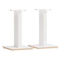 Pareja de soportes Blok AXIS 500 en blanco satinado con base de fresno natural, blanco satinado
