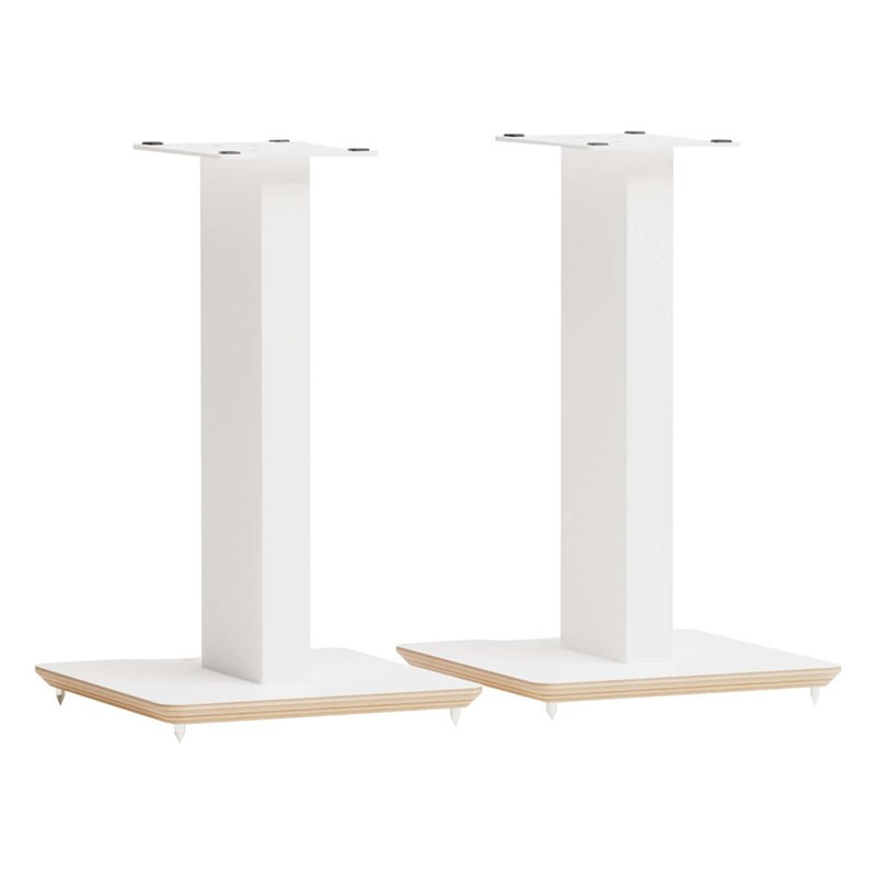 Pareja de soportes Blok AXIS 500 en blanco satinado con base de fresno natural, blanco satinado