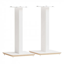 Pareja de soportes Blok AXIS 600 en blanco satinado con base de fresno natural, blanco satinado