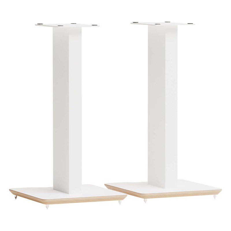 Pareja de soportes Blok AXIS 600 en blanco satinado con base de fresno natural, blanco satinado