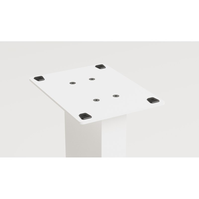 Placa superior de acero del Blok AXIS con sus cuatro tacos aislantes, en blanco, blanco satinado