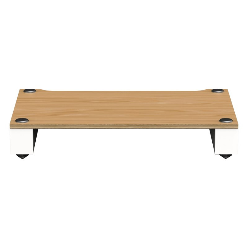 Blok Stax 2G Base en fresno natural con soportes blanco satinado, de frente, fresno natural / blanco satinado