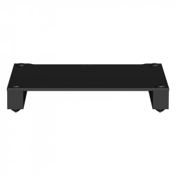 Blok Stax 2G Base en vidrio negro con soportes negro alto brillo, de frente, vidrio negro / negro alto brillo