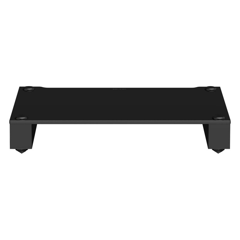 Blok Stax 2G Base en vidrio negro con soportes negro alto brillo, de frente, vidrio negro / negro alto brillo