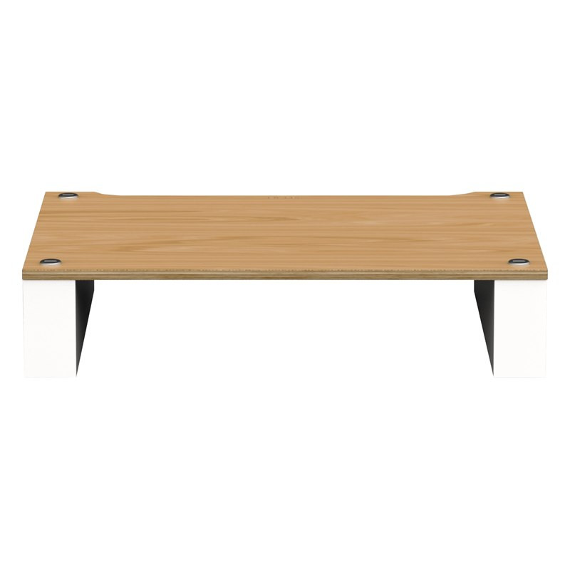 Blok Stax 2G 120 en fresno natural con soportes blanco satinado, de frente, fresno natural / blanco satinado
