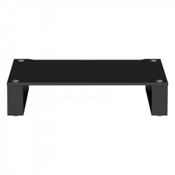 Blok Stax 2G 120 en vidrio negro con soportes negro alto brillo, de frente, vidrio negro / negro alto brillo
