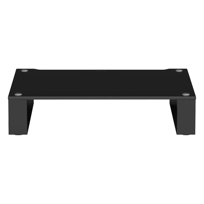 Blok Stax 2G 120 en vidrio negro con soportes negro alto brillo, de frente, vidrio negro / negro alto brillo