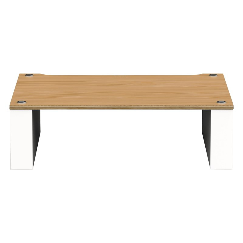 Blok Stax 2G 170 en fresno natural con soportes blanco satinado, de frente, fresno natural / blanco satinado