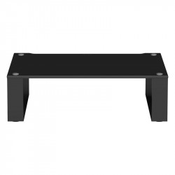 Blok Stax 2G 170 en vidrio negro con soportes negro alto brillo, de frente, vidrio negro / negro alto brillo