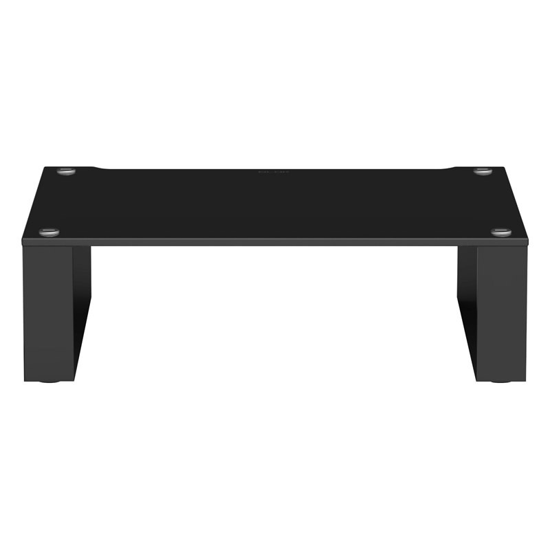 Blok Stax 2G 170 en vidrio negro con soportes negro alto brillo, de frente, vidrio negro / negro alto brillo
