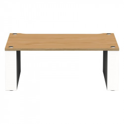Blok Stax 2G 220 en fresno natural con soportes blanco satinado, de frente, fresno natural / blanco satinado