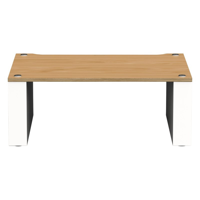 Blok Stax 2G 220 en fresno natural con soportes blanco satinado, de frente, fresno natural / blanco satinado