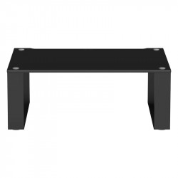 Blok Stax 2G 220 en vidrio negro con soportes negro alto brillo, de frente, vidrio negro / negro alto brillo