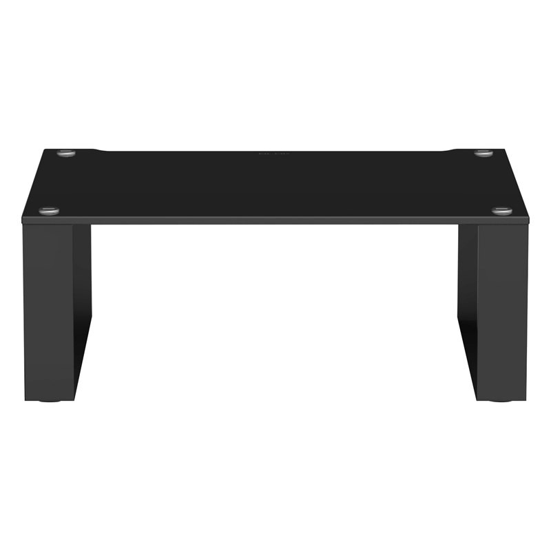 Blok Stax 2G 220 en vidrio negro con soportes negro alto brillo, de frente, vidrio negro / negro alto brillo