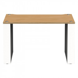 Blok Stax 2G LP en fresno natural con soportes blanco satinado, de frente, fresno natural / blanco satinado