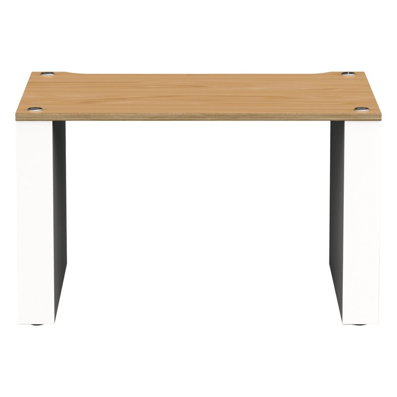 Blok Stax 2G LP en fresno natural con soportes blanco satinado, de frente, fresno natural / blanco satinado