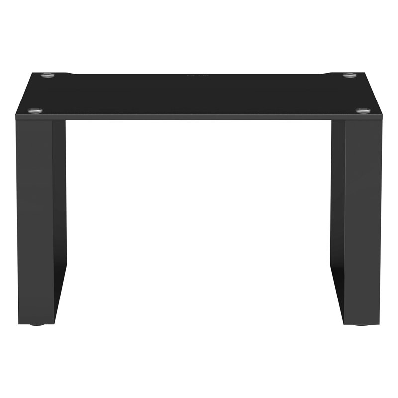 Blok Stax 2G LP en vidrio negro con soportes negro alto brillo, de frente, vidrio negro / negro alto brillo