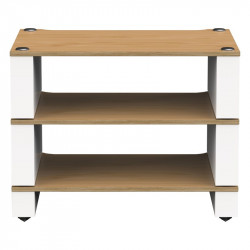 Blok Stax 2G 3 Shelf en fresno natural con soportes blanco satinado, de frente, fresno natural / blanco satinado