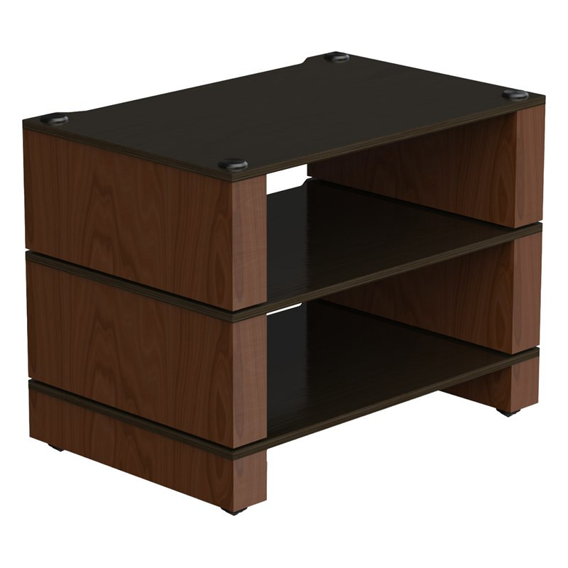 Blok Stax 2G 3 Shelf en fresno negro con soportes de nogal natural, en ángulo, fresno negro / nogal natural