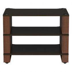 Blok Stax 2G 3 Shelf en fresno negro con soportes de nogal natural, de frente, fresno negro / nogal natural