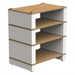 Blok Stax 2G 4 Shelf en fresno natural con soportes blanco satinado, en ángulo, fresno natural / blanco satinado