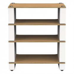 Blok Stax 2G 4 Shelf en fresno natural con soportes blanco satinado, de frente, fresno natural / blanco satinado