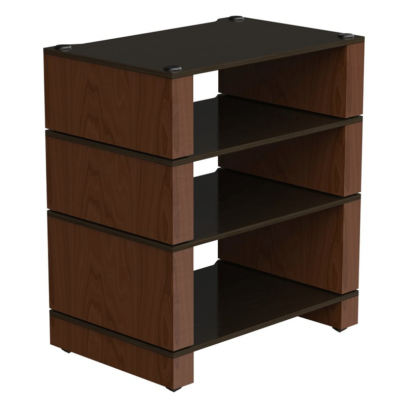 Blok Stax 2G 4 Shelf en fresno negro con soportes de nogal natural, en ángulo, fresno negro / nogal natural