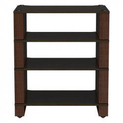 Blok Stax 2G 4 Shelf en fresno negro con soportes de nogal natural, de frente, fresno negro / nogal natural