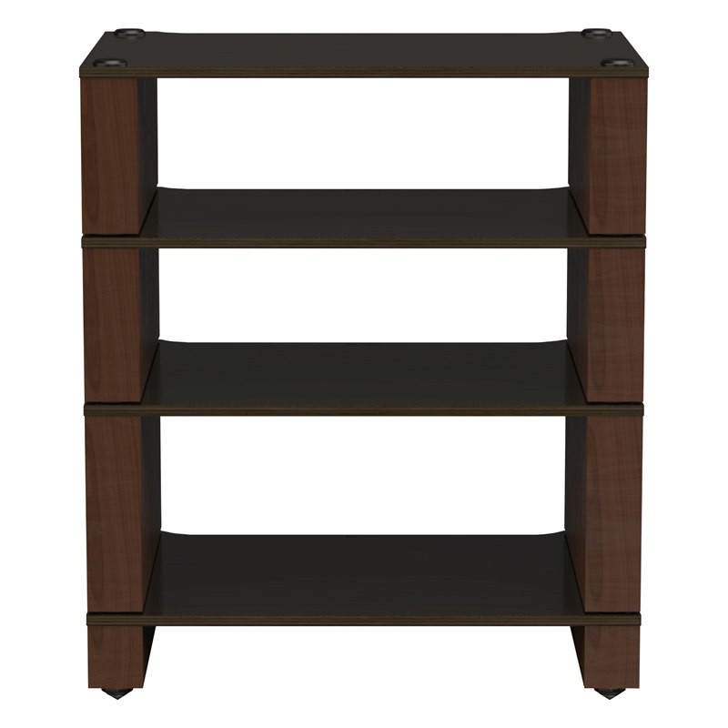 Blok Stax 2G 4 Shelf en fresno negro con soportes de nogal natural, de frente, fresno negro / nogal natural