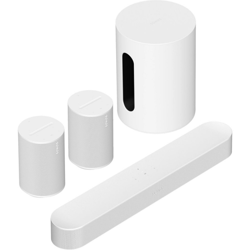 Sonos Bundle Beam 100 Gen 2 en blanco: Beam (Gen 2), dos Era 100 y Sub Mini