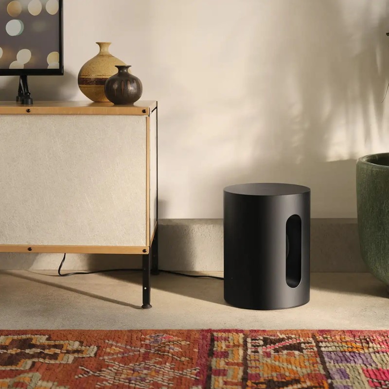 Sonos Sub Mini negro, subwoofer Hi-Fi |vista en ambiente de salón