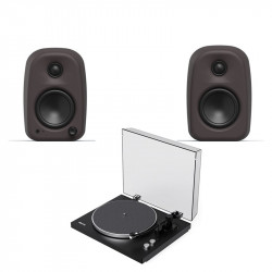 Pack Kanto OBI3 G2 + UKI + SU2: altavoces UKI en marrón pómez y giradiscos OBI3 G2 en negro