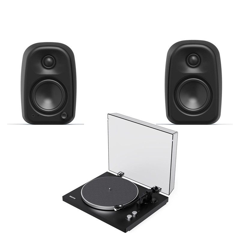 Pack Kanto OBI3 G2 + UKI + SU2: altavoces UKI en negro ónix y giradiscos OBI3 G2 en negro