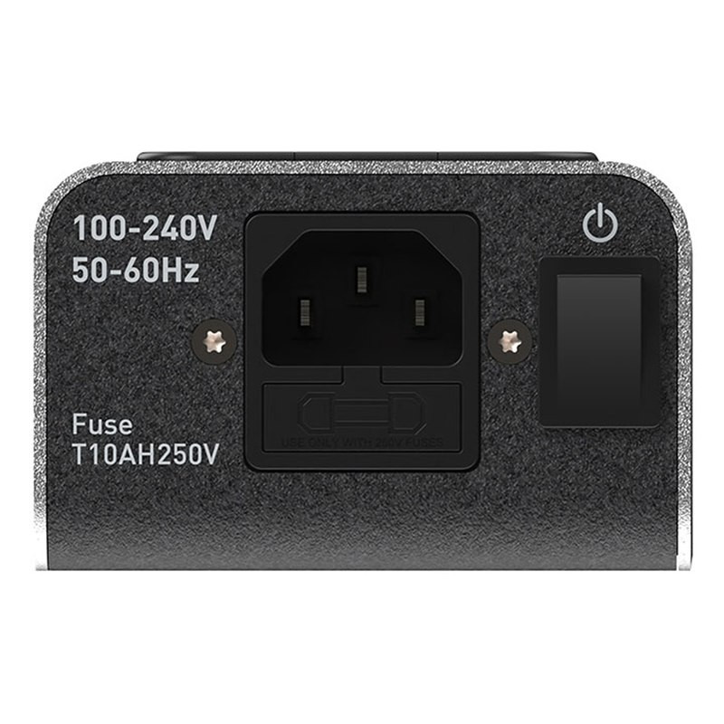 IsoTek V5 Polaris, entrada IEC C14, fusible e interruptor